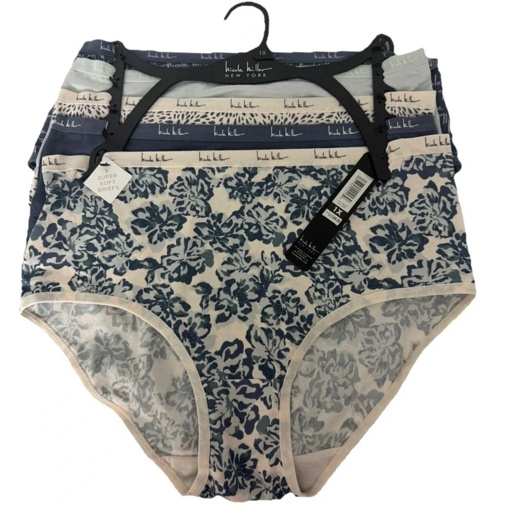 Nicole Miller New York Women's NM6237 5Pair Super Soft Brief Underwear Set SZ 1X